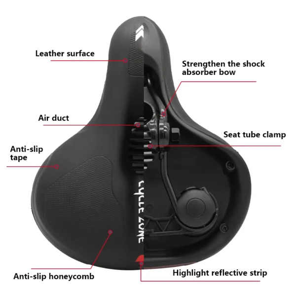 Hollow Breathable Bicycle Saddle Men Women MTB Road Bike Saddle Shock Absorbing Comfortable Big Butt Bike Seat Safety Warning - AliExpress 18 - Image 4