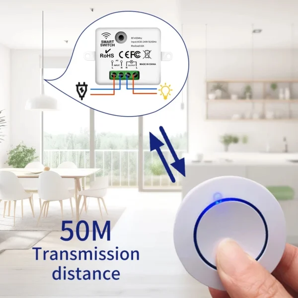 RF 433MHz Wireless Light Switch 220V 110V 10A Relay Controlle Mini Round Button Wall Panel Switch Remote Control For LED Lamp - AliExpress 13 - Image 5