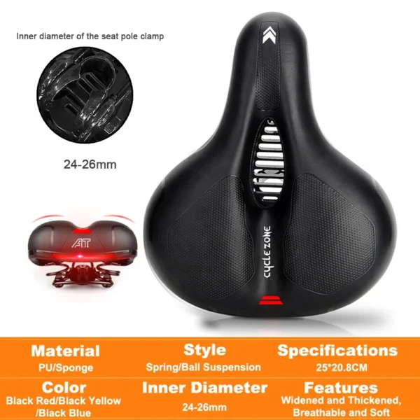 Hollow Breathable Bicycle Saddle Men Women MTB Road Bike Saddle Shock Absorbing Comfortable Big Butt Bike Seat Safety Warning - AliExpress 18 - Image 5