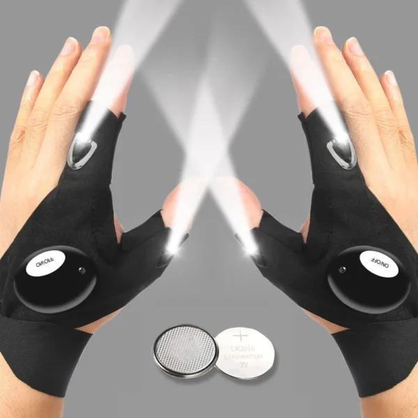 LED Half Finger Glove for Men Women Outdoor Waterproof Night Fishing Bait Cycling Running Flashlight Durable Fingerless Gloves - AliExpress 18