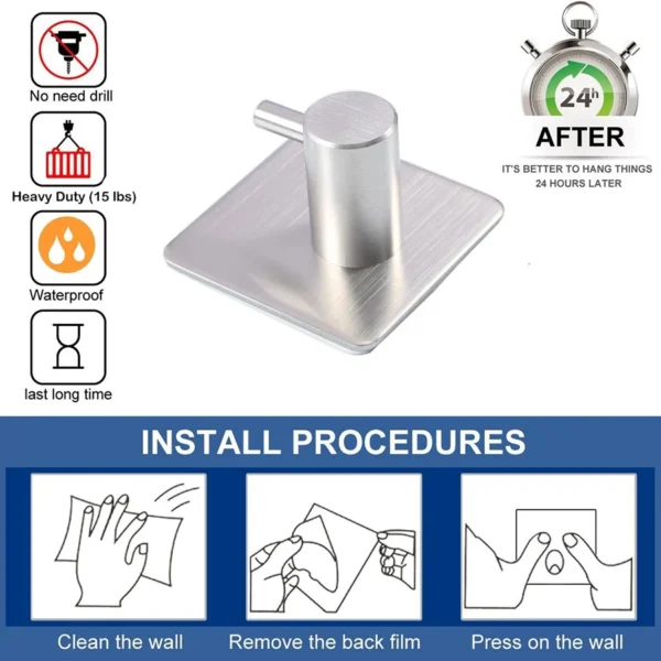 Modern style stainless steel adhesive hooks for bathroom room kitchen clothes hats clutter storage - AliExpress 13 - Image 3