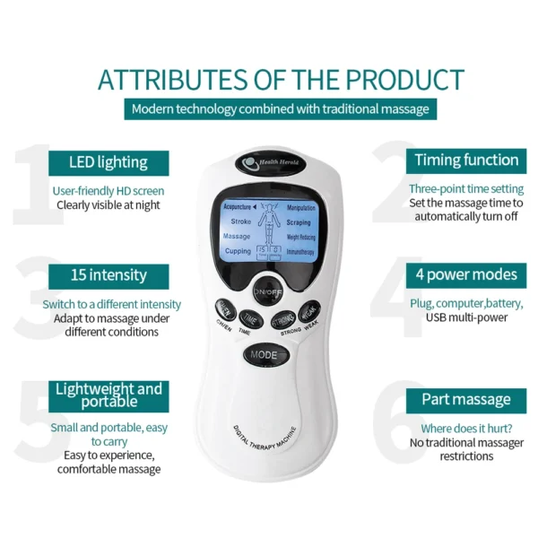 Electric Massage Instrument EMS Tense Machine Pulse Massager Tens Acupuncture Electrical Muscle Stimulator for Neck Back Body - AliExpress 66 - Image 2