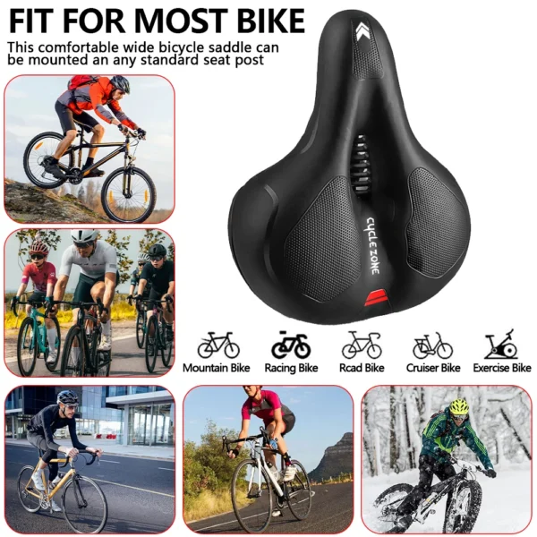Hollow Breathable Bicycle Saddle Men Women MTB Road Bike Saddle Shock Absorbing Comfortable Big Butt Bike Seat Safety Warning - AliExpress 18 - Image 3