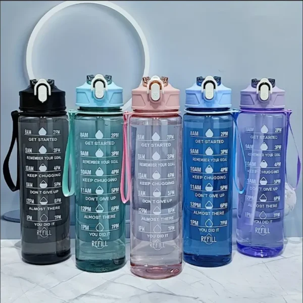 800ml/27oz Large Capacity Sports Water Bottle Leak Proof Plastic Drinking Cup With Time Scale Suitable For Travel Fitness Sports - AliExpress 18