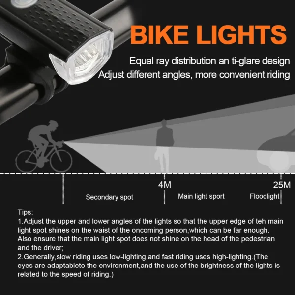 USB Rechargeable Bike Light Front Light Red Taillight Easy to Install 3 Modes Bicycle Accessories for the Bicycle - AliExpress 18 - Image 5