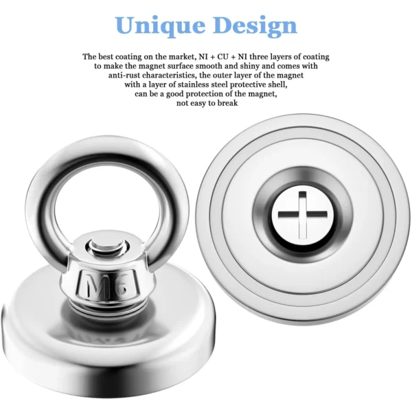 Super Strong Neodymium Fishing Magnets Heavy Duty imanes Magnet with Countersunk Hole Eyebolt for Salvage Magnetic Fishing - AliExpress - Image 3
