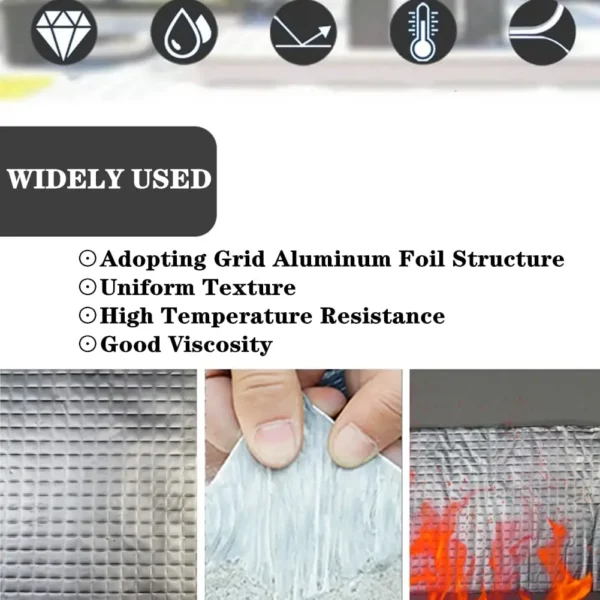 Waterproof Tape High Temperature Resistance Aluminum Foil Thicken Butyl Tape Wall Pool Roof Crack Duct Repair Sealed Self Tape - AliExpress 13 - Image 3