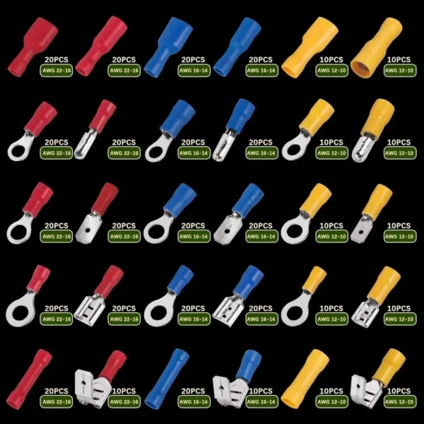 102/280/300/480PCS Wire Connector Kit Male Female Insulated Terminals Cold Crimp Terminals Assorted Crimp Terminals Spade - AliExpress 13 - Image 2