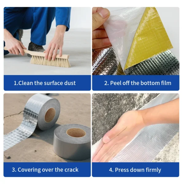 Waterproof Tape High Temperature Resistance Aluminum Foil Thicken Butyl Tape Wall Pool Roof Crack Duct Repair Sealed Self Tape - AliExpress 13 - Image 6