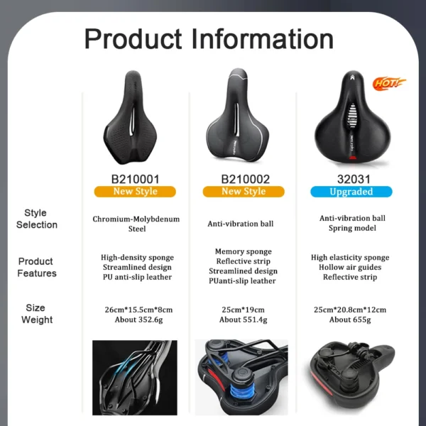 Hollow Breathable Bicycle Saddle Men Women MTB Road Bike Saddle Shock Absorbing Comfortable Big Butt Bike Seat Safety Warning - AliExpress 18 - Image 6