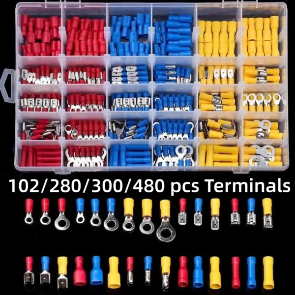 102/280/300/480PCS Wire Connector Kit Male Female Insulated Terminals Cold Crimp Terminals Assorted Crimp Terminals Spade - AliExpress 13