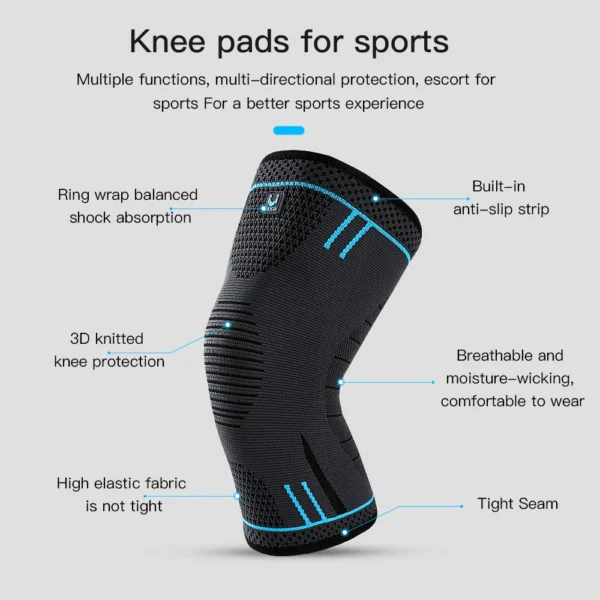 1 Pcs Compression Knee Support Sleeve Elastic Breathable Knee Pads Brace Springs Gym Sports Protector Basketball Volleyball Run - AliExpress 18 - Image 2